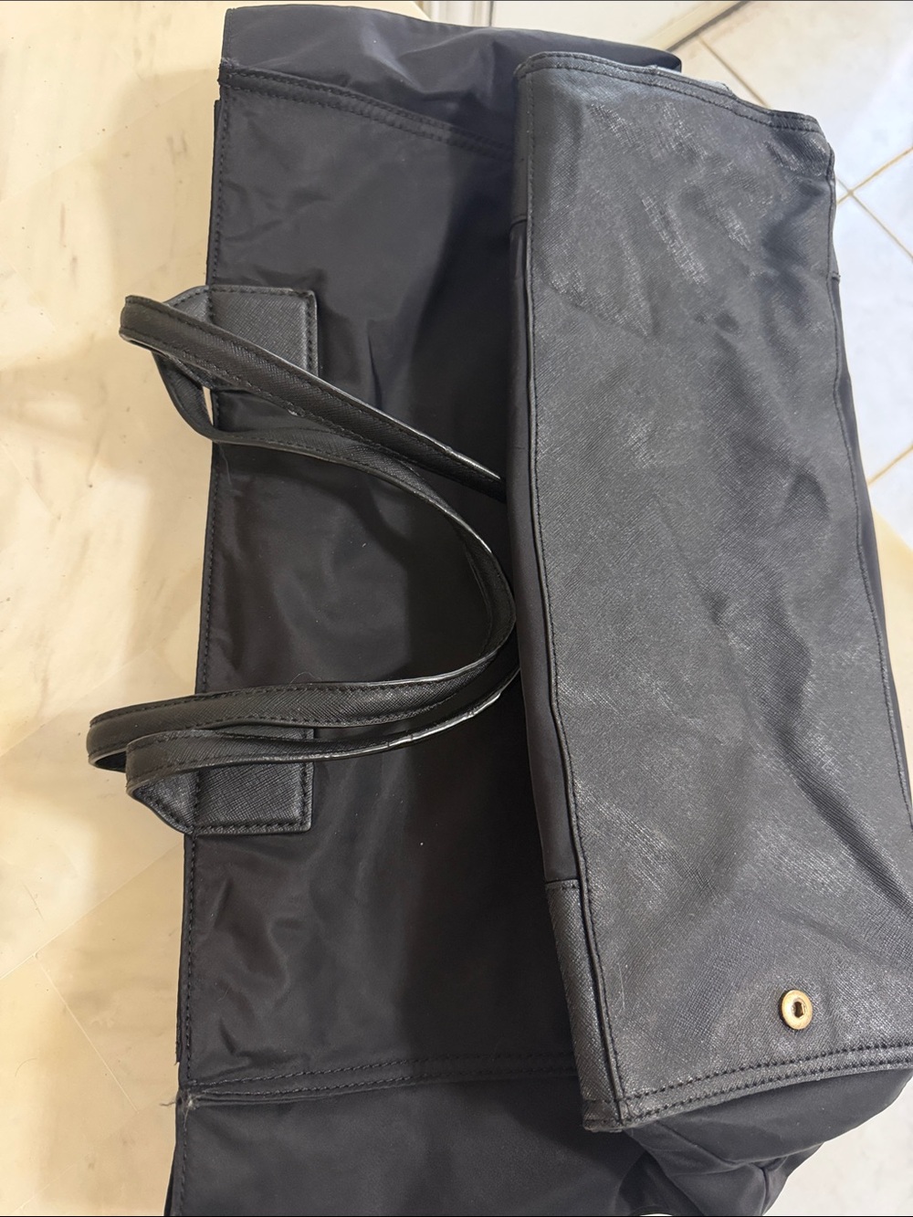 Tory Burch Black Nylon Logo Tote - Picture 10 of 12